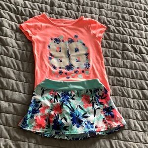 GymGo brilliant blue floral skirt & T 5-6